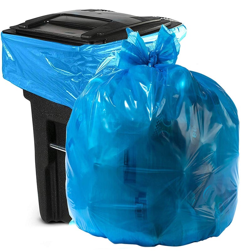 Aluf Plastics 95-96 Gallon Blue Trash Bags - (Pack of 32) - 2.0 MIL (Equivalent) - Garbage or Recycling Bags 32" x 29" x 68" - Large Plastic Can Liners - for Industrial, Home, Contractor, Recycling - Image 1